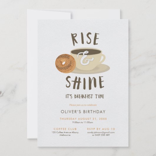 Invitation Réveil et Anniversaire Petit Déjeuner (Devant)