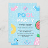 Invitation Reveilla de la fête de la piscine d'été (Devant / Derrière)