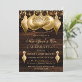 Invitation Réveillon de la Saint-Sylvestre Rustic Gold (Debout devant)