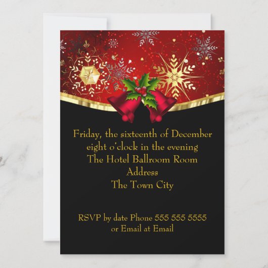 Invitation Réveillon de Noël en noir cravate noire (Dos)