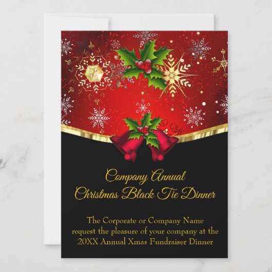 Invitation Réveillon de Noël en noir cravate noire (Devant)