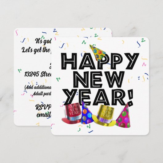 Invitation Réveillon du Nouvel An (Devant / Derrière)