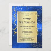 Invitation Réveillon du Nouvel An Blue Gold (Devant)