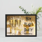 Invitation Réveillon du Nouvel An Champagne d'or (Debout devant)