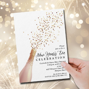 Invitation Réveillon du Nouvel An Champagne Élégant