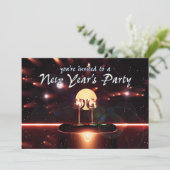 Invitation Réveillon du Nouvel An Champagne Feux d'Artifice (Debout devant)