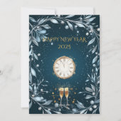 Invitation Réveillon du Nouvel An élégant avec Minuit Argent  (Devant)