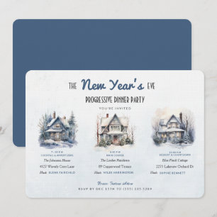 Invitation Réveillon du Nouvel An en dîner progressif Winter 