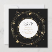 Invitation Réveillon du Nouvel An, Étoiles, Or noir, Fête (Dos)