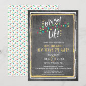 Invitation Réveillon du Nouvel An Fête LET'S GET LIT (Devant / Derrière)