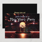 Invitation Réveillon du Nouvel An Feu d'Artifice Champagne (Devant / Derrière)