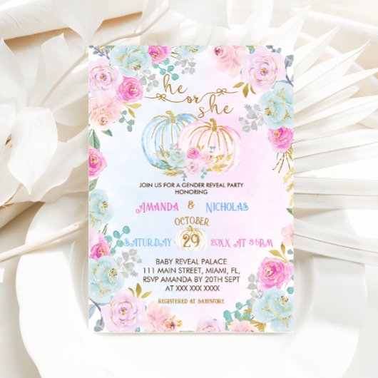 Invitation Révélation citrouille du genre