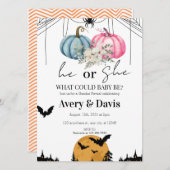 Invitation Révélation citrouille Halloween genre (Devant / Derrière)