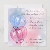 Invitation Révélation de ballons d'anges roses et bleus (Dos)