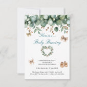 Invitation Révélation de bébé boho douce – Vert sauge et marr (Devant)