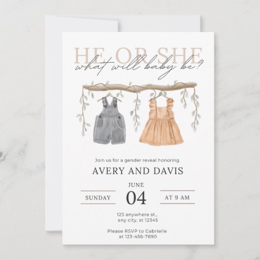 Invitation Révélation de genre (Devant)