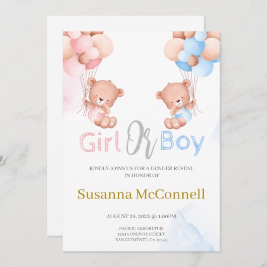 Invitation Révélation de genre (Devant / Derrière)