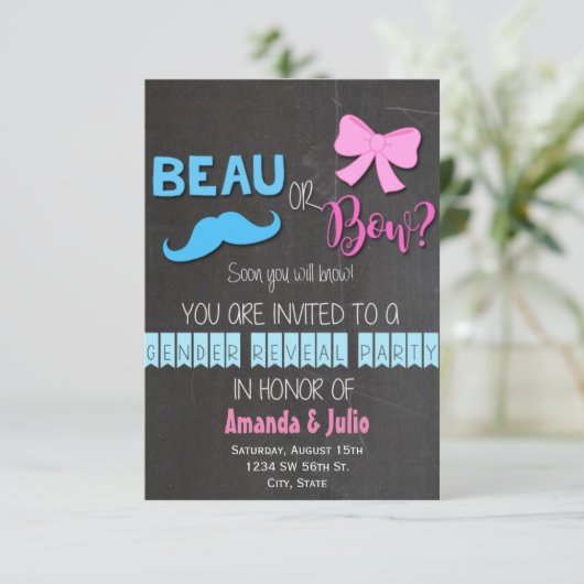 Invitation Révélation de genre Beau ou Bow (Debout devant)