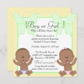 Invitation Révélation de genre Chic Jaune et Papillon Vert (Devant / Derrière)