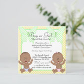 Invitation Révélation de genre Chic Jaune et Papillon Vert (Debout devant)