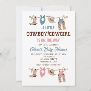Invitation Révélation de genre Cowboy Occidental Cowgirl Baby