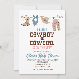 Invitation Révélation de genre Cowboy Occidental Cowgirl Baby