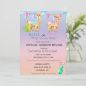 Invitation Révélation de genre de Llama bleu rose virtuel (Debout devant)