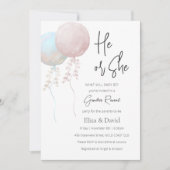 Invitation Révélation de genre de son ballon rose et bleu (Devant)