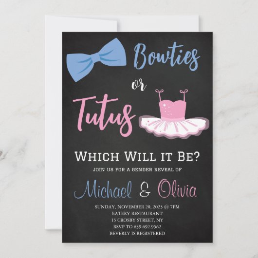 Invitation Révélation de genre des Bowties ou des Tutus (Devant)