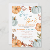 Invitation Révélation de genre des Citrouilles orange bleu (Devant)