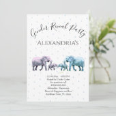 Invitation Révélation de genre des éléphants roses et bleus m (Debout devant)