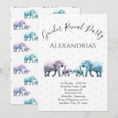 Invitation Révélation de genre des éléphants roses et bleus m (Devant / Derrière)