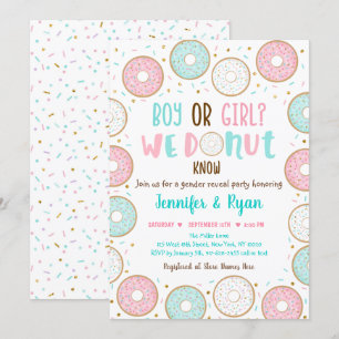 Invitation Révélation de genre Donut Pink Blue Gold