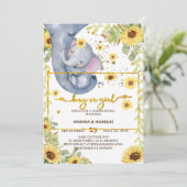 Invitation Révélation de genre Eléphant Baby shower de la cha (Debout devant)