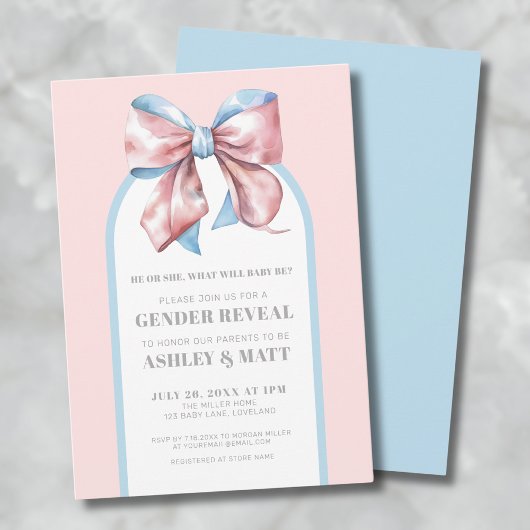Invitation Révélation De Genre Garçon Ou Fille Rose Et Bleu