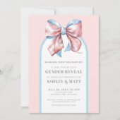 Invitation Révélation De Genre Garçon Ou Fille Rose Et Bleu (Devant)