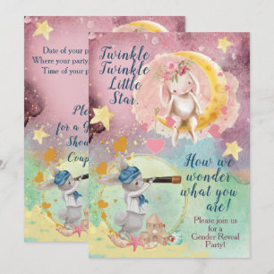 Invitation Révélation de genre ou Baby shower jumeaux