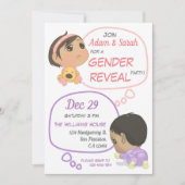 Invitation Révélation de genre pour la bande dessinée rose et (Devant)