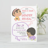 Invitation Révélation de genre pour la bande dessinée rose et (Debout devant)