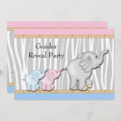 Invitation Révélation de genre rose et bleu éléphant (Devant / Derrière)