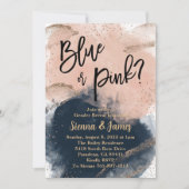 Invitation Révélation de genre rose et marine, aquarelle, or (Devant)