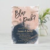 Invitation Révélation de genre rose et marine, aquarelle, or (Debout devant)