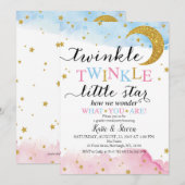 Invitation Révélation de genre Twinkle Twinkle (bleu et rose) (Devant / Derrière)