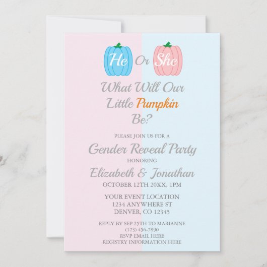 Invitation Révélation de l'automne du citrouille (Devant)