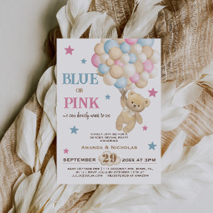 Invitation Révélation de sexe moderne aquarelle bleue ou rose