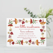 Invitation Révélation du Baby shower des champignons rouges (Debout devant)