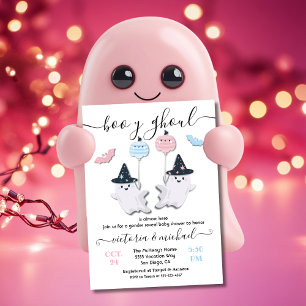 Invitation Révélation du Baby shower Halloween Boy ou Ghoul G
