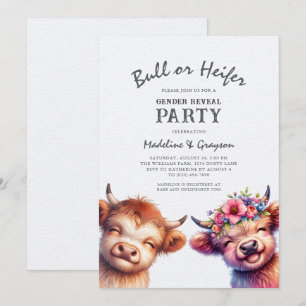 Invitation Révélation du genre de vache de Highland