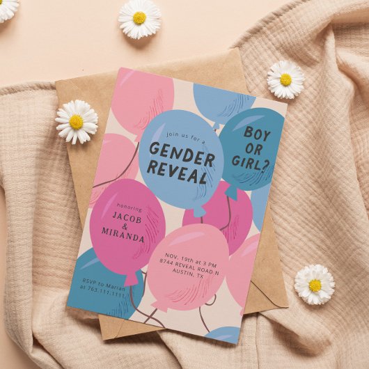 Invitation Révélation du genre des ballons