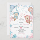 Invitation Révélation du genre d'ours Feu de neige hivernal (Devant)